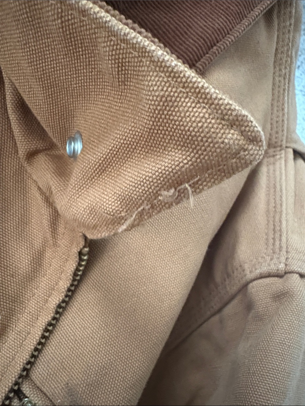 Vintage 90’s Carhartt Detroit Brown Duck Canvas Field Jacket Vertical Blanket - Picture 8 of 10